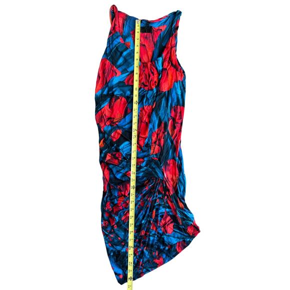 Peter Pilotto Abstract Colorful Glam Asymmetrical Red/Blue Viscose Dress, Size 8 - Picture 5 of 8